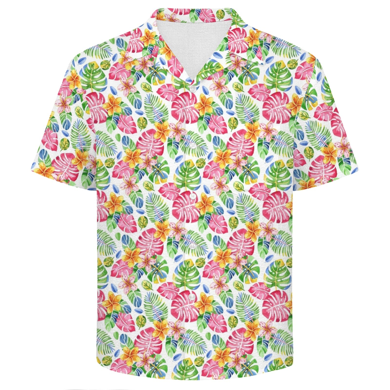 Bright Painted Tropical Men's Crinkle Hawaiian Shirt