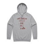 Coffee Makes Me Nicer, Raccoon - Mens Hoodie Grey Marle Mens Hoodie animal Coffee Printed In Australia