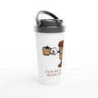 Even My Coffee Needs Coffee - White 15oz Stainless Steel Travel Mug Travel Mug Coffee Globally Fulfilled