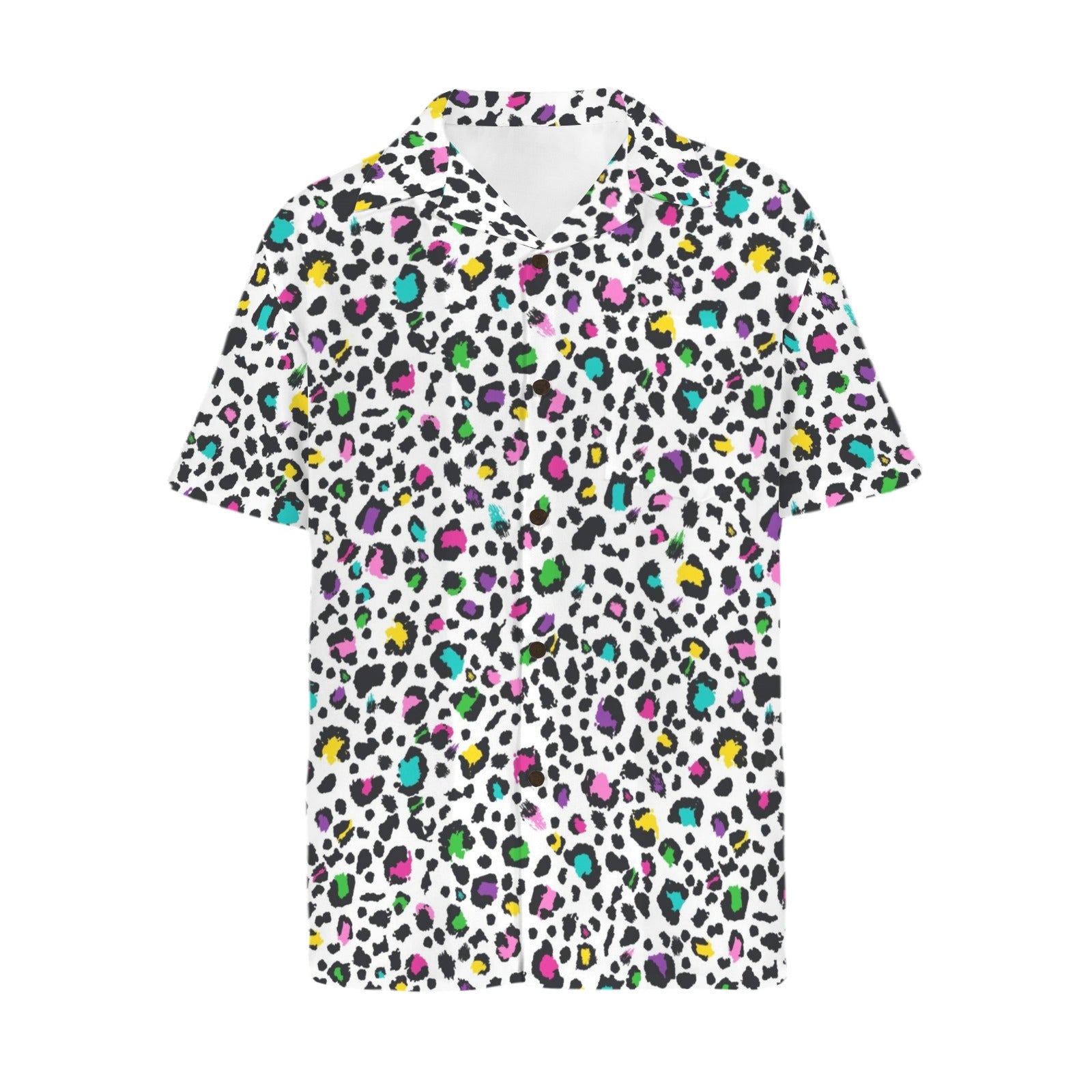 Animal Print In Colour Men's Short Sleeve Hawaiian Shirt Men's Hawaiian Shirt (New) animal Printed Offshore