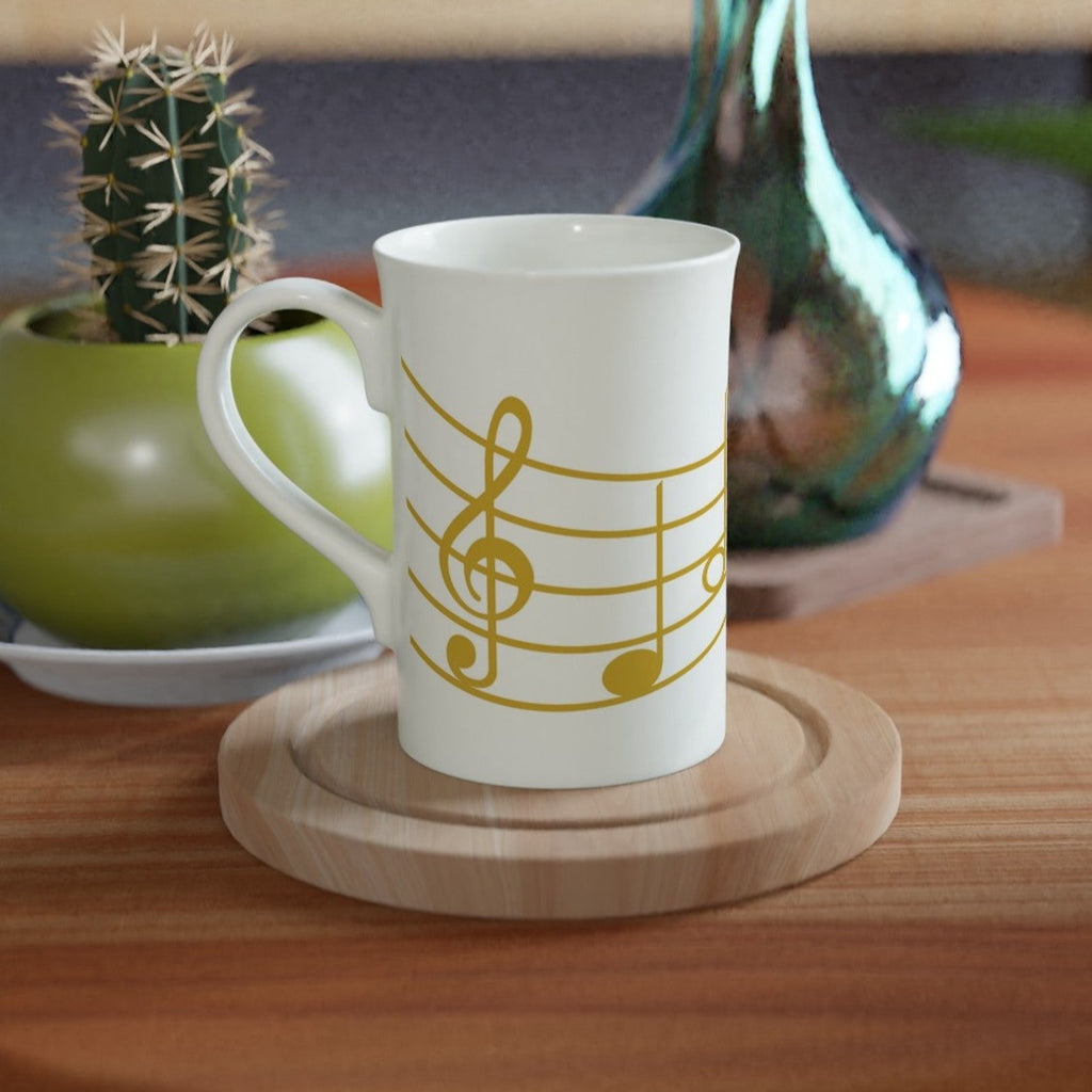 Music Stave - White 10oz Porcelain Slim Mug Porcelain Mug Globally Fulfilled Music