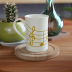 Music Stave - White 10oz Porcelain Slim Mug Porcelain Mug Globally Fulfilled Music