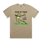 Hang In There, It Gets Worse AS Colour Heavy Faded Tee Unisex Faded khaki Heavy Faded T-shirt animal Printed In Australia
