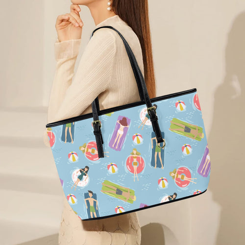 Beach Float PU Leather Tote Bag Large Leather Tote Bag-Large Printed Offshore Summer