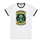 Alien, I'm Not Saying It Was Humans - Staple Ringer Tee White Black Ringer T-Shirt Printed In Australia Sci Fi
