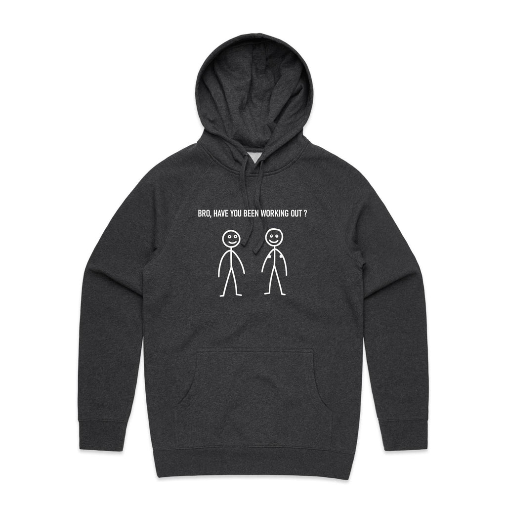 Bro, Have You Been Working Out, Stick Figures - Mens Hoodie Asphalt Marle Mens Hoodie Fitness Printed In Australia