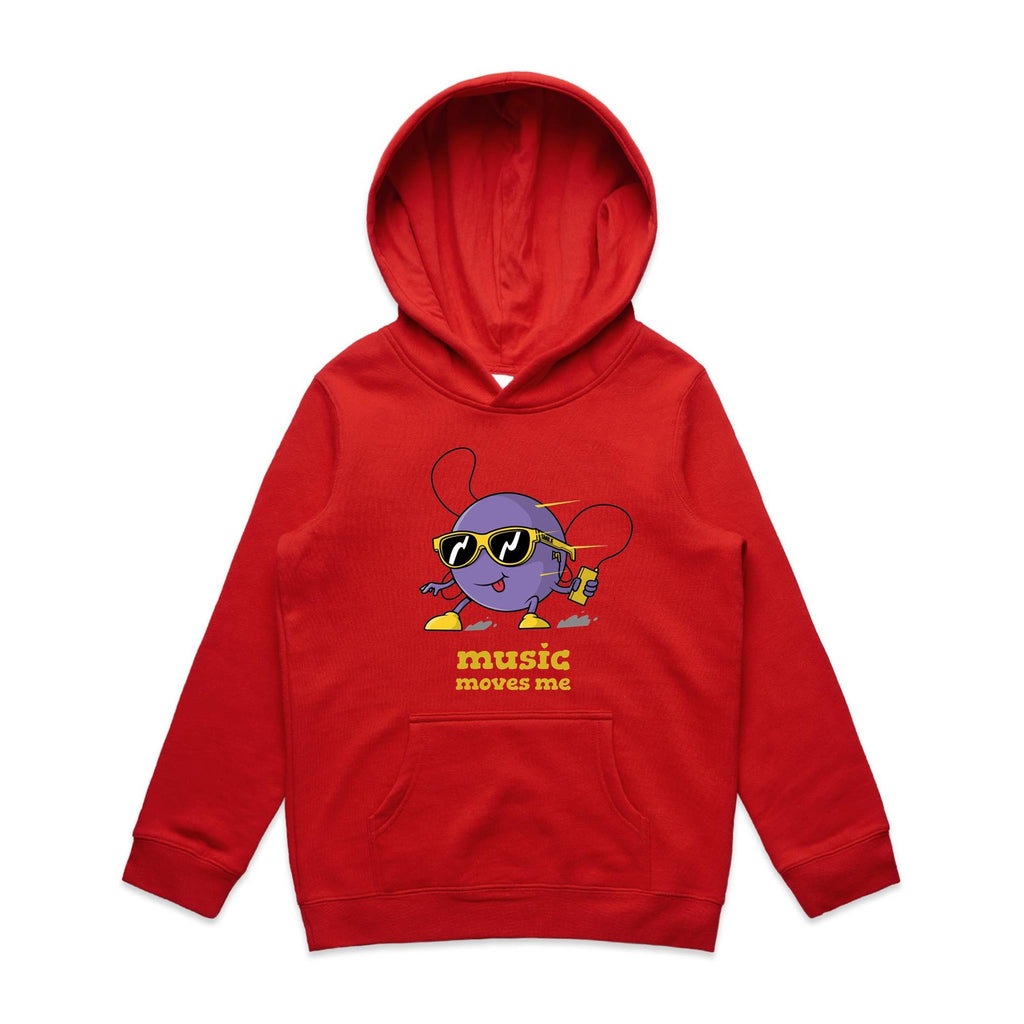 Music Moves Me - Kids Hoodie Red Kids Hoodie Printed In Australia