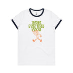 Here For The Food - Women's Ringer Tee White Navy Womens Ringer T-shirt Food Printed In Australia