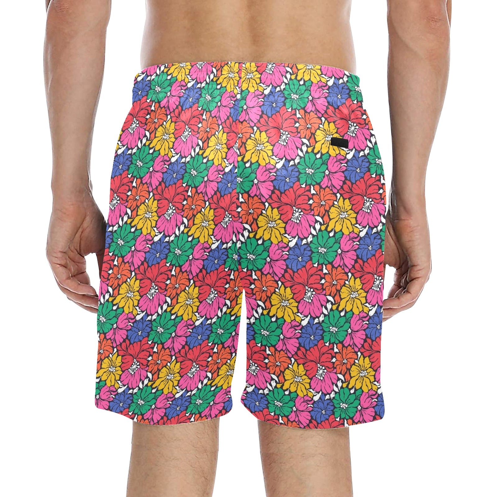 Bright And Bold Flowers Men's Mid-Length Beach Shorts Men's Mid-Length Beach Shorts Plants Printed Offshore