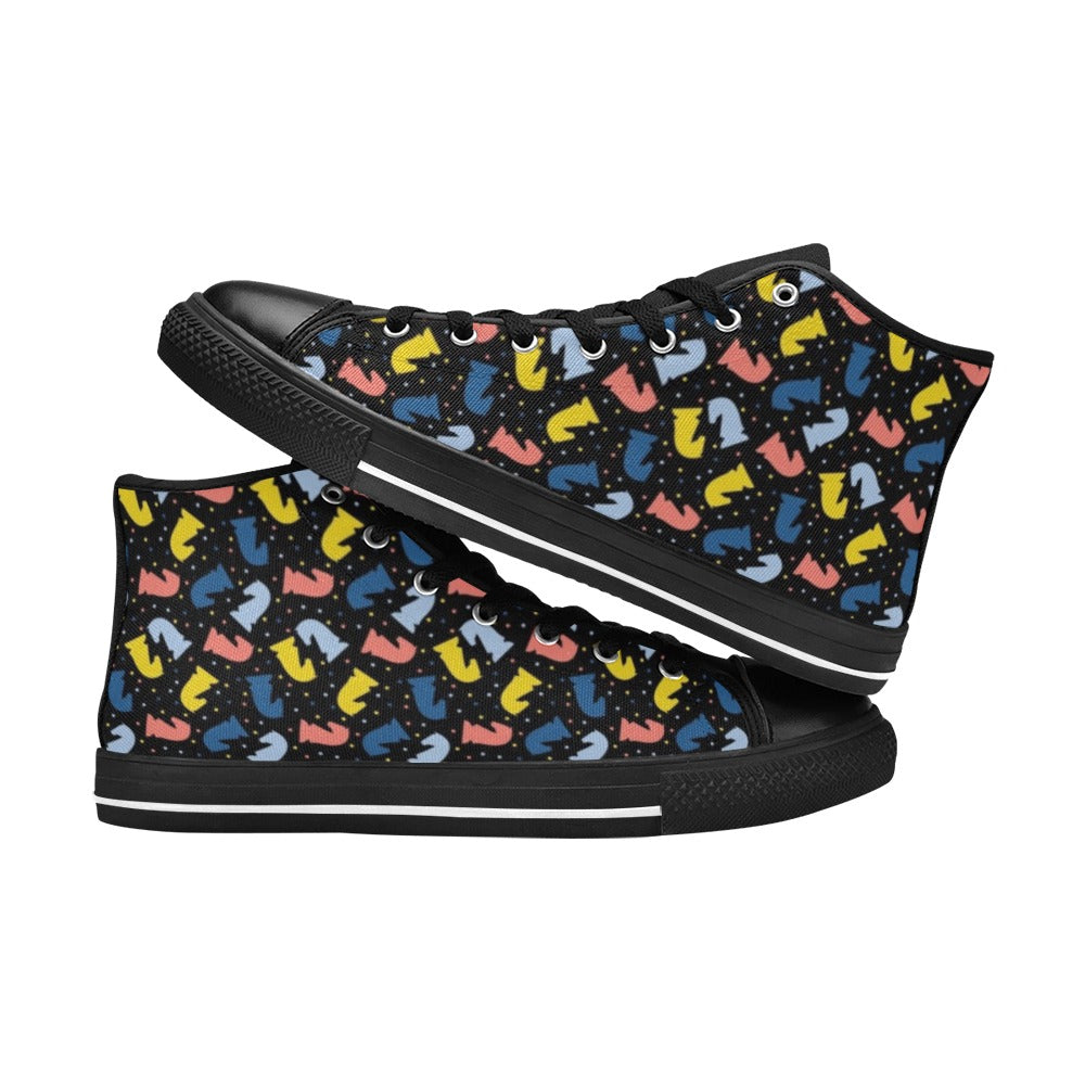 Colourful Chess Men's High Top Canvas Shoes Men's Classic High Top Canvas Shoes Chess Games Printed Offshore