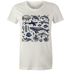 Sea Creatures - Womens T-shirt Natural Womens T-shirt animal Printed In Australia
