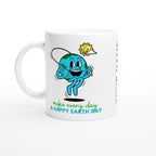 Personalised - Make Every Day A Happy Earth Day - White 11oz Ceramic Mug with Colour Inside Ceramic White Personalised 11oz Mug customise Environment Globally Fulfilled personalise