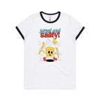 Sweet And Salty, Ice Cream And Fries - Women's Ringer Tee White Navy Womens Ringer T-shirt Food Printed In Australia
