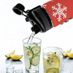 Red Snowflakes, Christmas - Insulated Water Bottle with Dual-Use Lid (18oz) Insulated Water Bottle with Dual-Use Lid (18oz) Christmas Printed Offshore