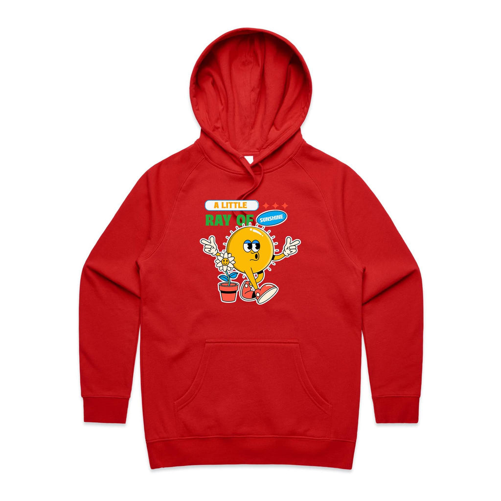 A Little Ray Of Sunshine - Womens Hoodie Red Womens 2XL Womens Hoodie Positivity Printed In Australia