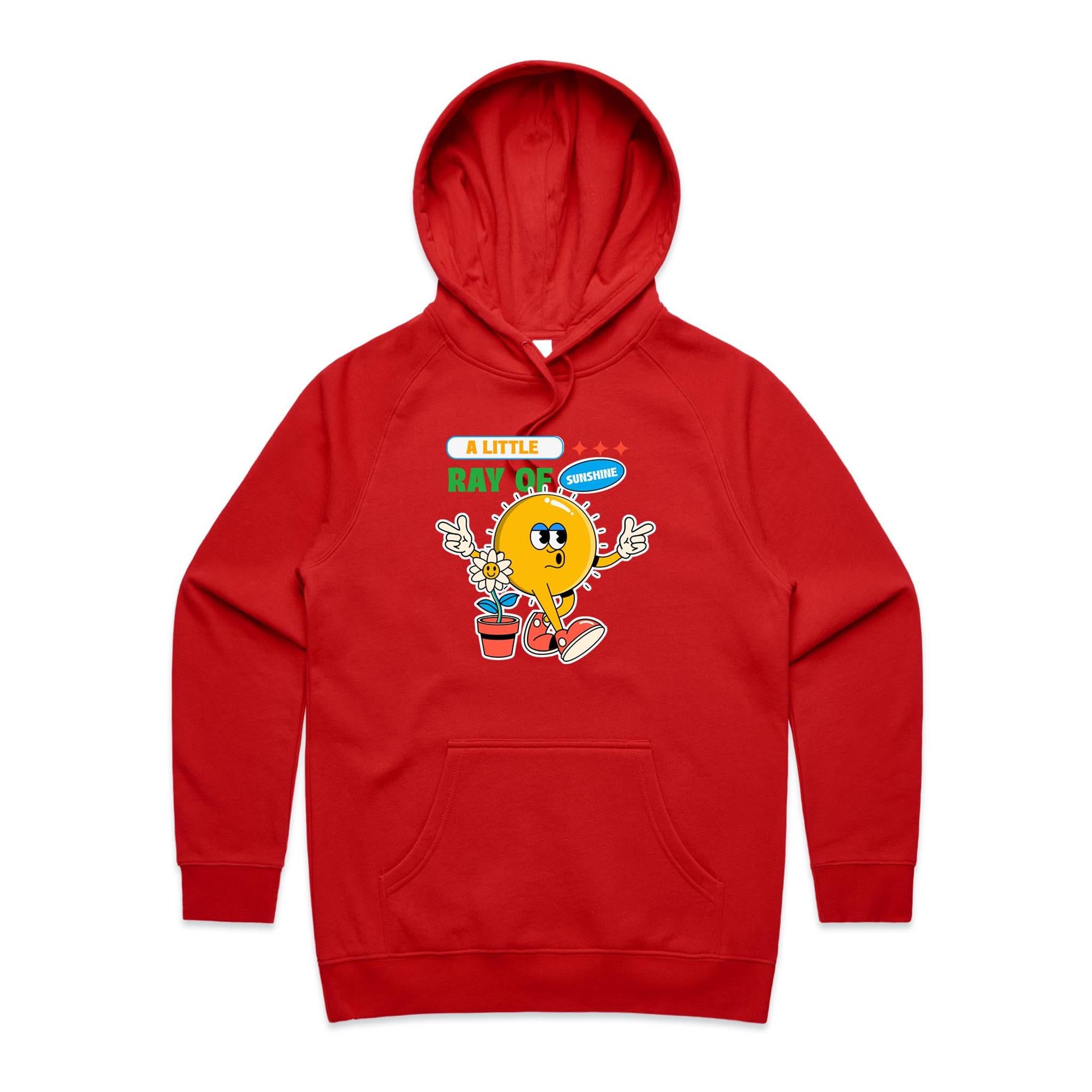 A Little Ray Of Sunshine - Womens Hoodie Red Womens 2XL Womens Hoodie Positivity Printed In Australia