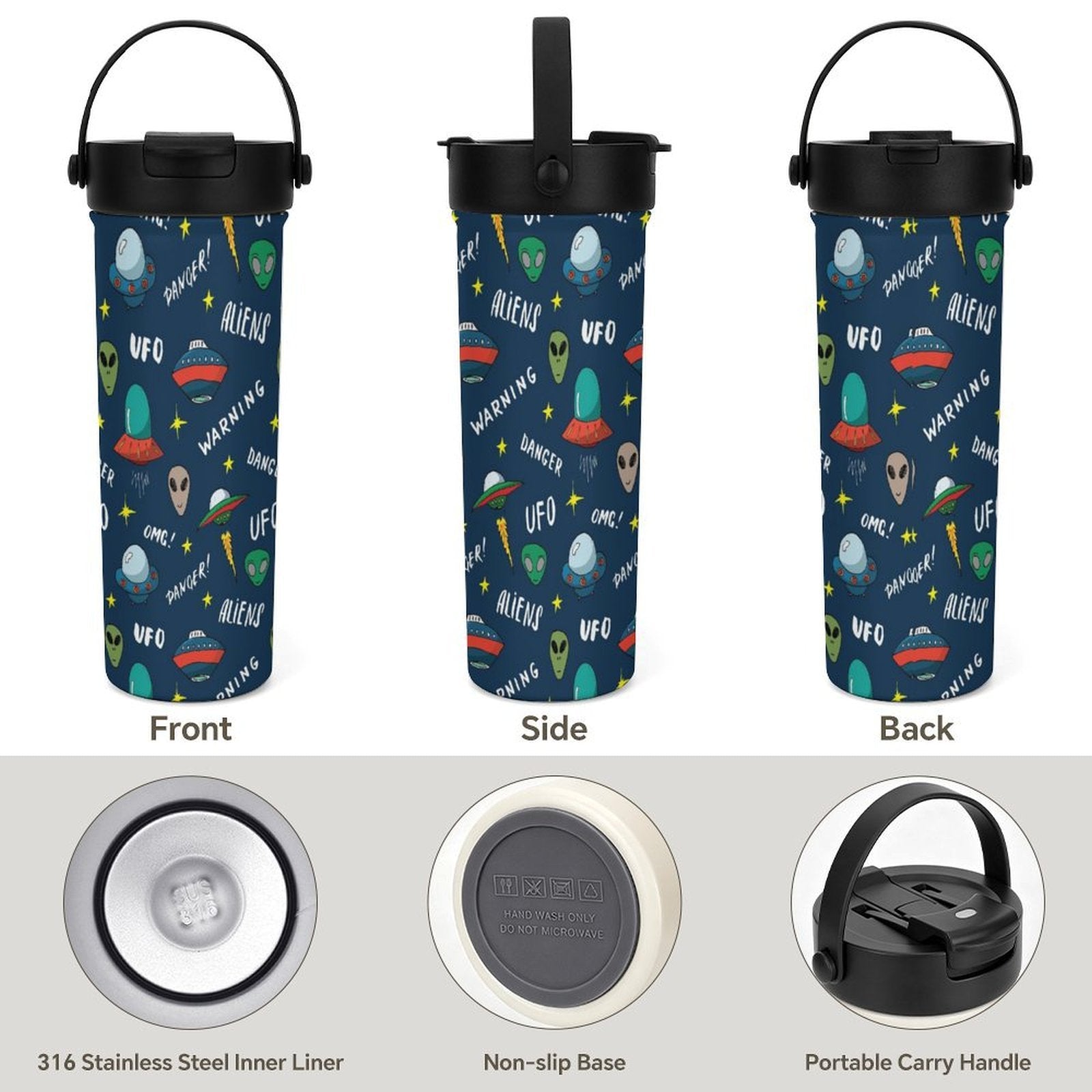 UFO's And Aliens 20oz Tea Tumbler with Carry Handle