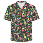 Bright Floral And Leaves Men's Crinkle Hawaiian Shirt