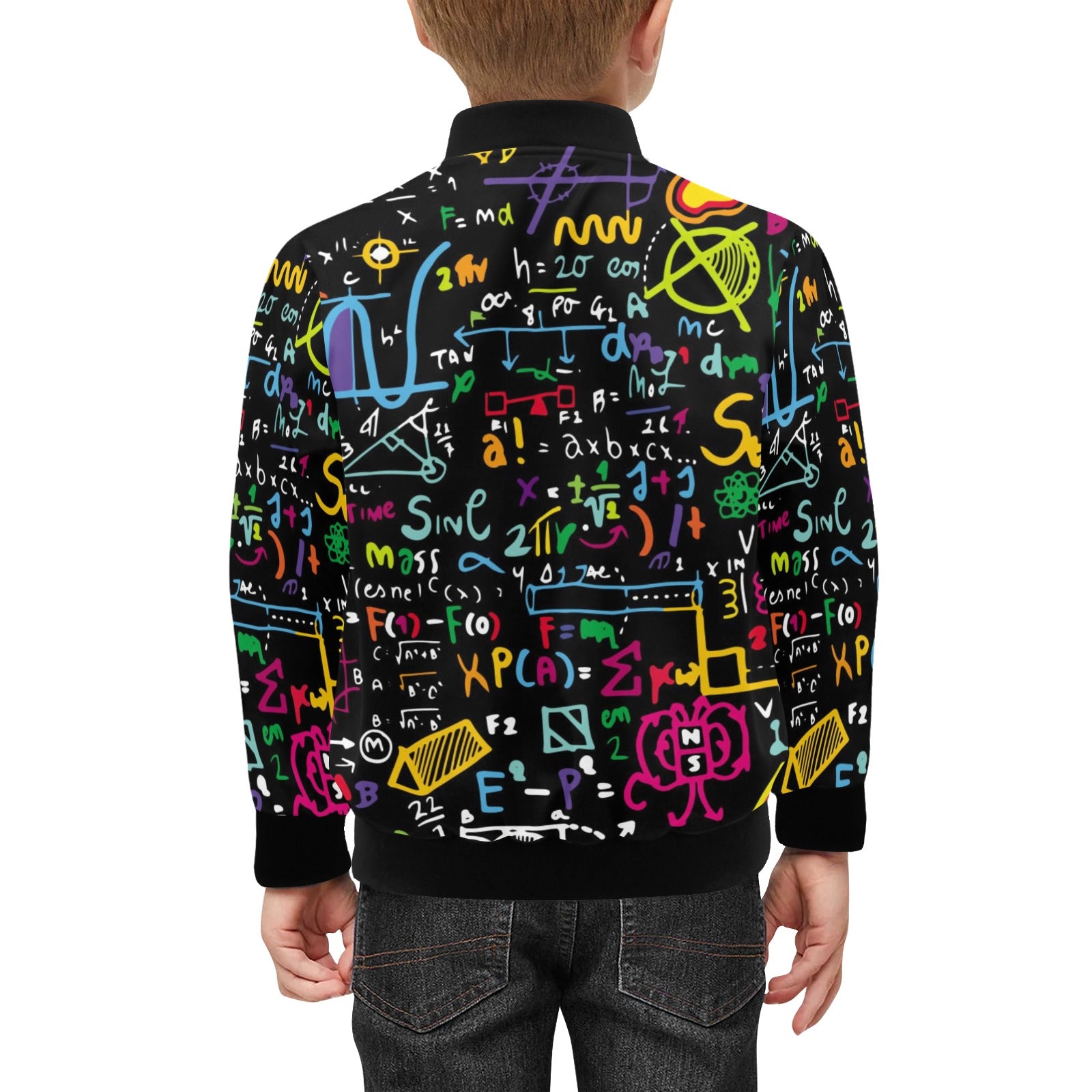 Colourful Maths Formulas Kids Bomber Jacket Kids Bomber Jacket Maths Printed Offshore