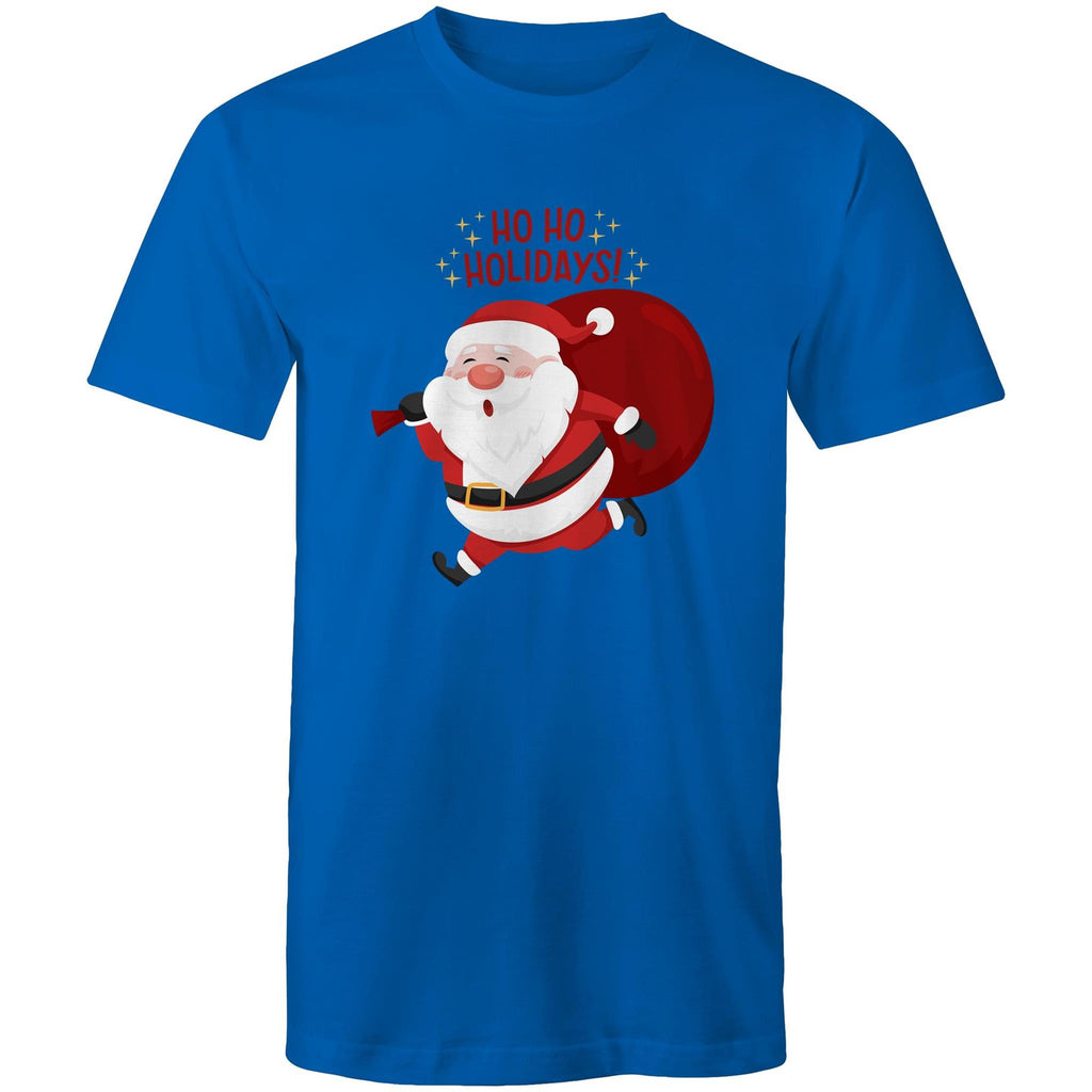 Ho Ho Holidays, Santa, Christmas - Mens T-Shirt Bright Royal Mens Christmas T-shirt Christmas Printed In Australia