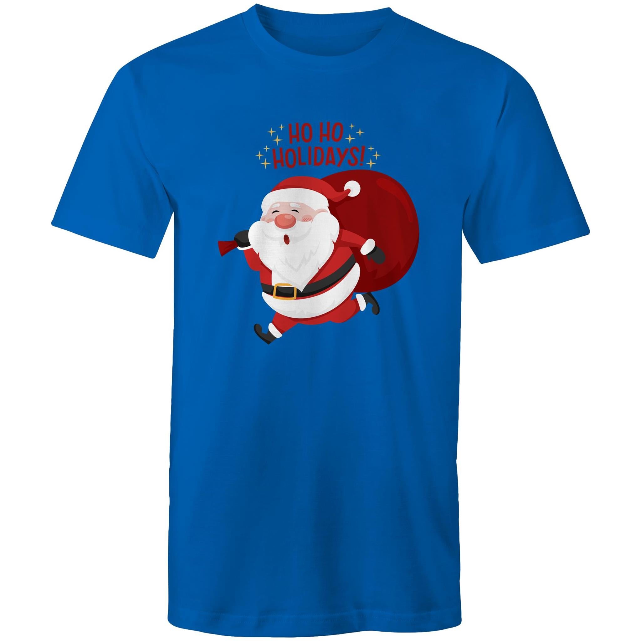 Ho Ho Holidays, Santa, Christmas - Mens T-Shirt Bright Royal Mens Christmas T-shirt Christmas Printed In Australia