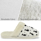 Black Cats Women's Fur Trim Thick-Sole Indoor Slippers Women's Fur Trimmed Slippers animal Printed Offshore