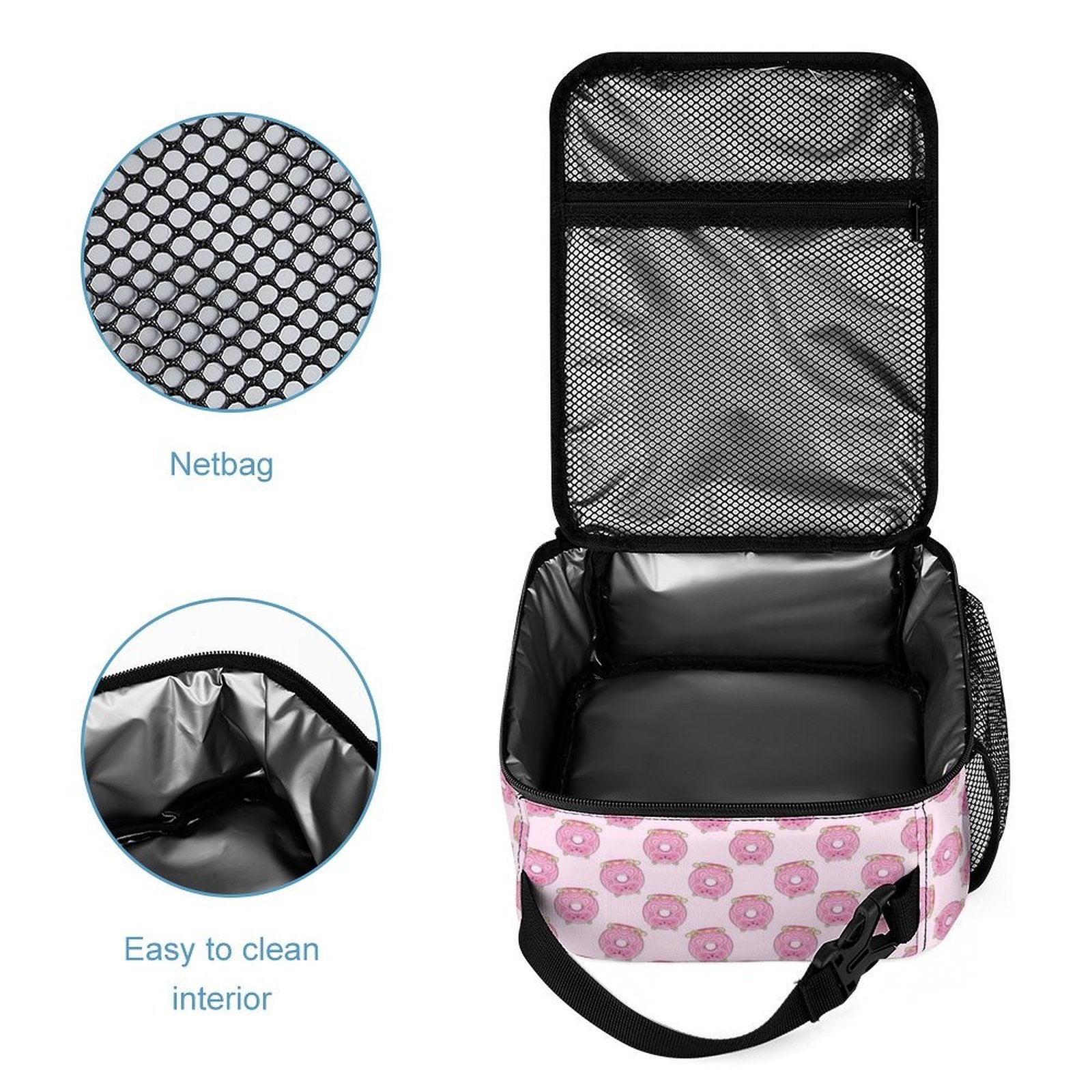 Pink Cat Doughnuts Backpack, Lunch Bag & Pencil Case Set