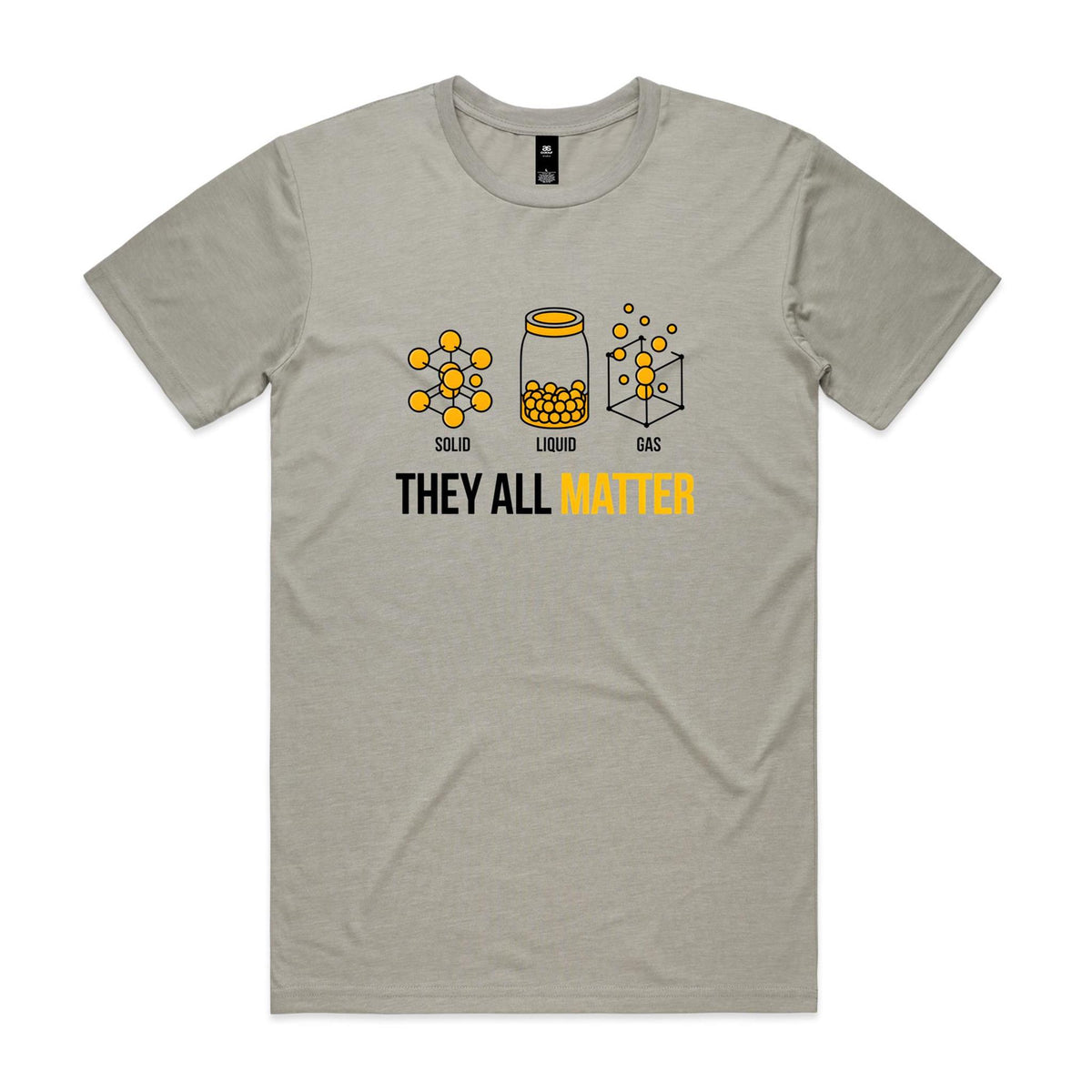 They All Matter Solid Liquid Gas Men's AS Colour T-shirt Light Grey Mens T-shirt Printed In Australia Science