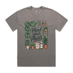 Mind Your Plants AS Colour Heavy Faded Tee Unisex Faded grey Heavy Faded T-shirt Plants Printed In Australia