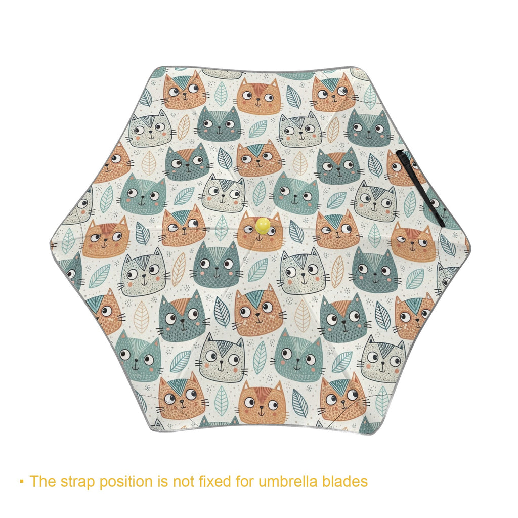 Cute Cat Faces Kids Safe Round Corner Umbrella Kids Safe Round Corner Umbrella animal Printed Offshore