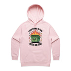 Skip Bin, Dumpster Fire Women's AS Colour Hoodie Pink Womens Hoodie Printed In Australia