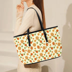 Graphic Floral PU Leather Tote Bag Large