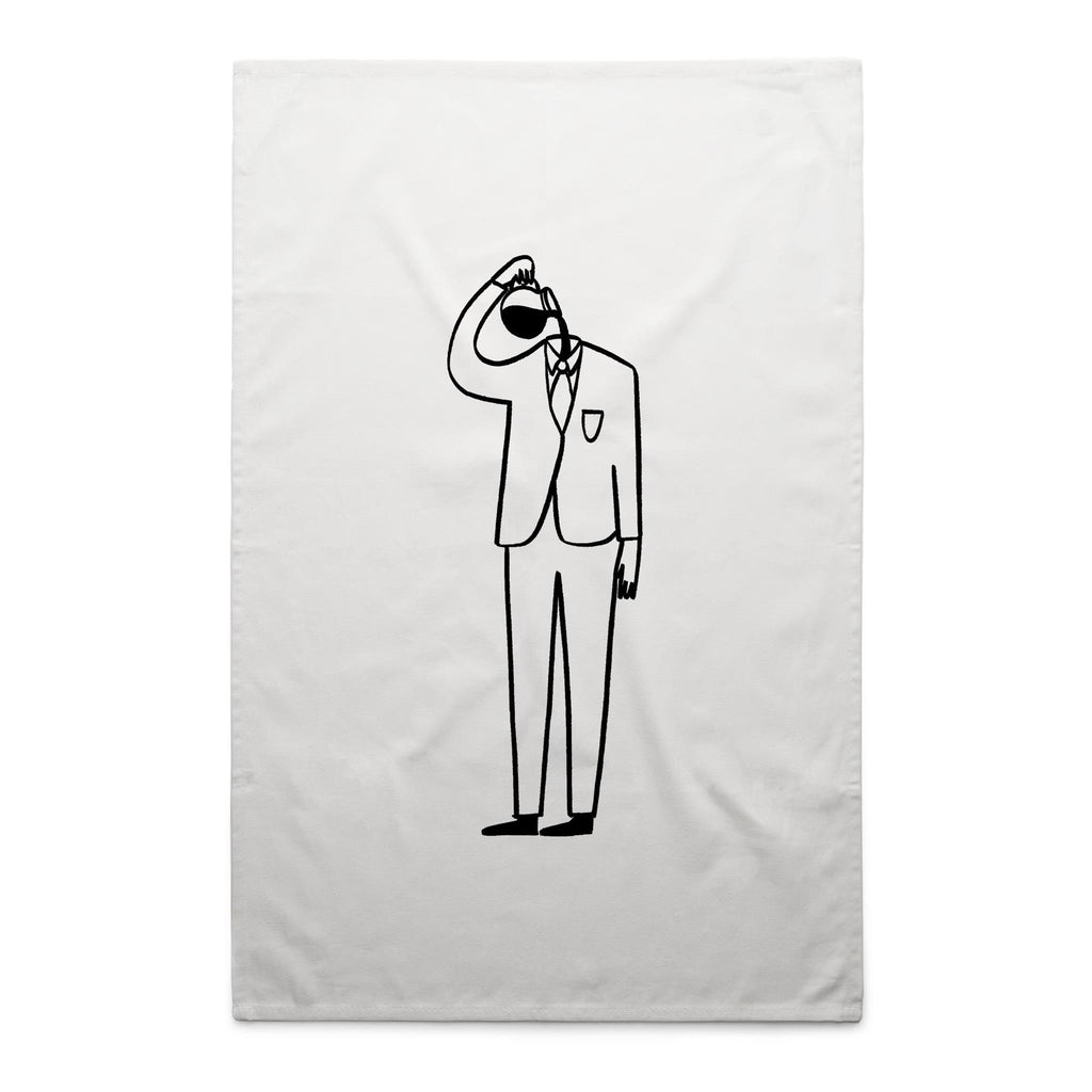 Coffee Brain - AS Colour Tea Towel White One Size Tea Towel Coffee Printed In Australia