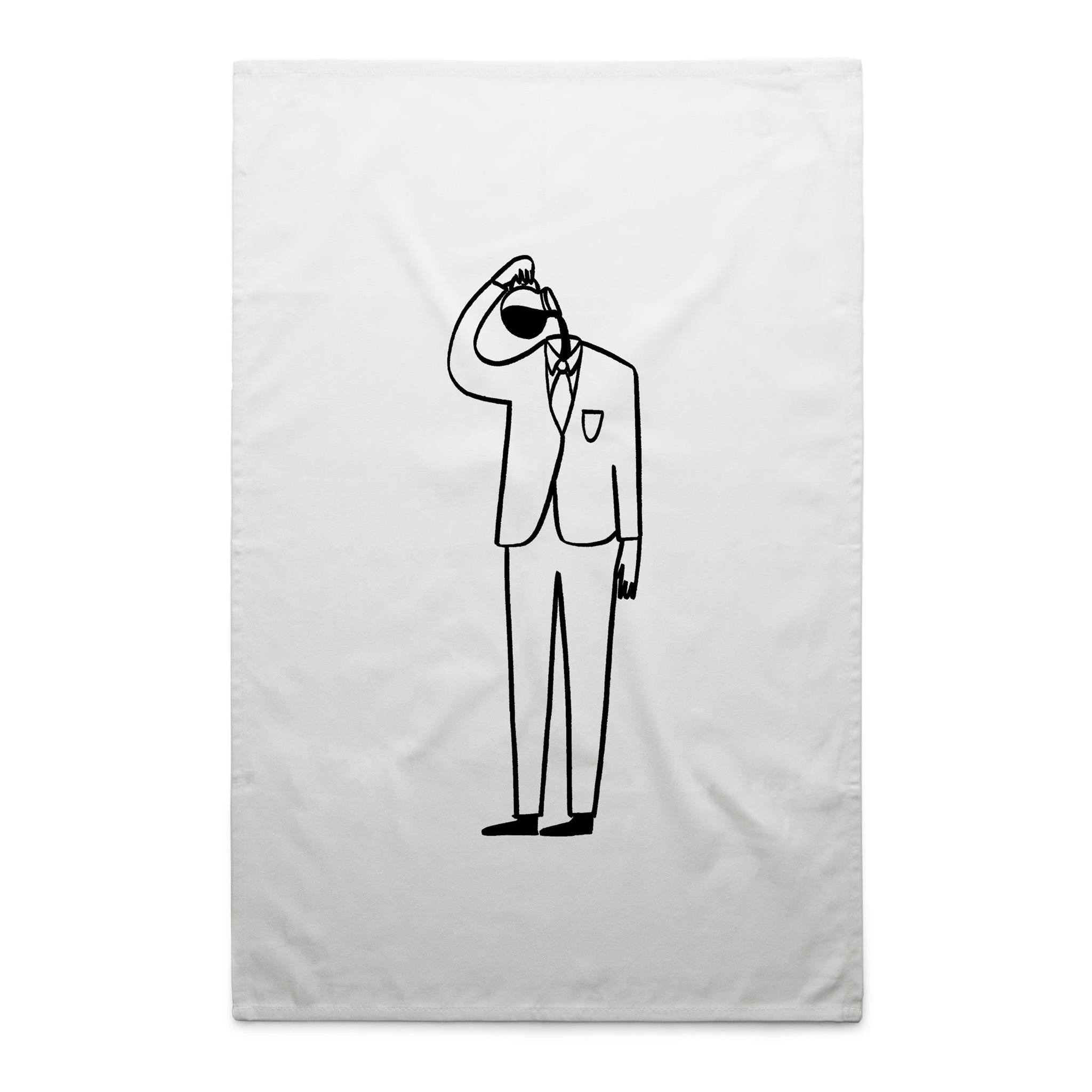 Coffee Brain - AS Colour Tea Towel White One Size Tea Towel Coffee Printed In Australia