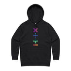 Maths Symbols - Womens Hoodie Black Womens Hoodie Maths Printed In Australia