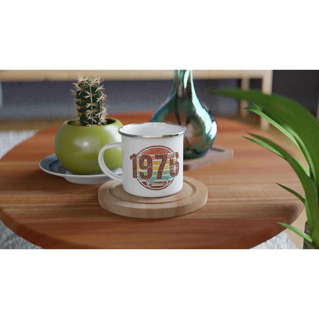 Personalised 1976 Classic White 12oz Enamel Mug Personalised Enamel Mug Globally Fulfilled