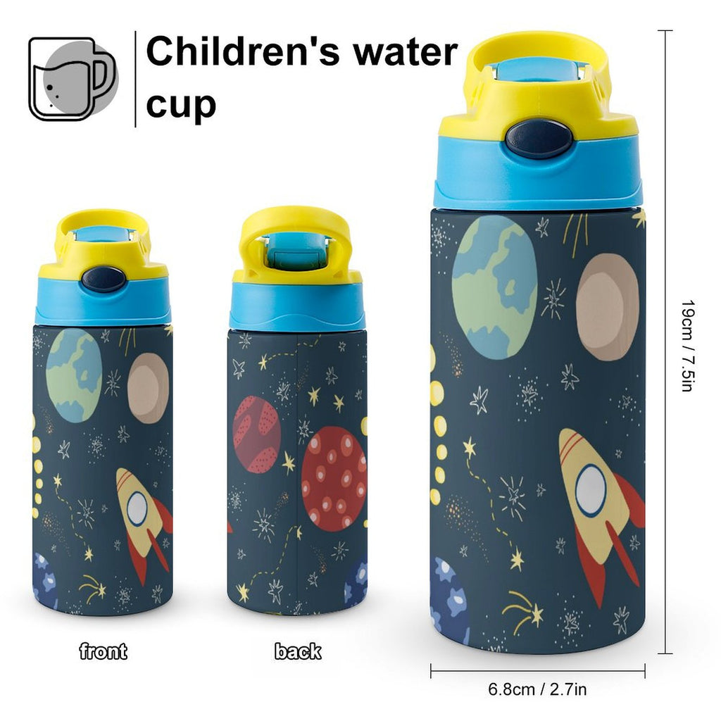 Space And Rocket Ship - Little Kids Water Bottle Little Kids Water Bottle Printed Offshore Space