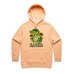In A While, Crocodile Women's AS Colour Hoodie Peach Womens Hoodie animal Printed In Australia