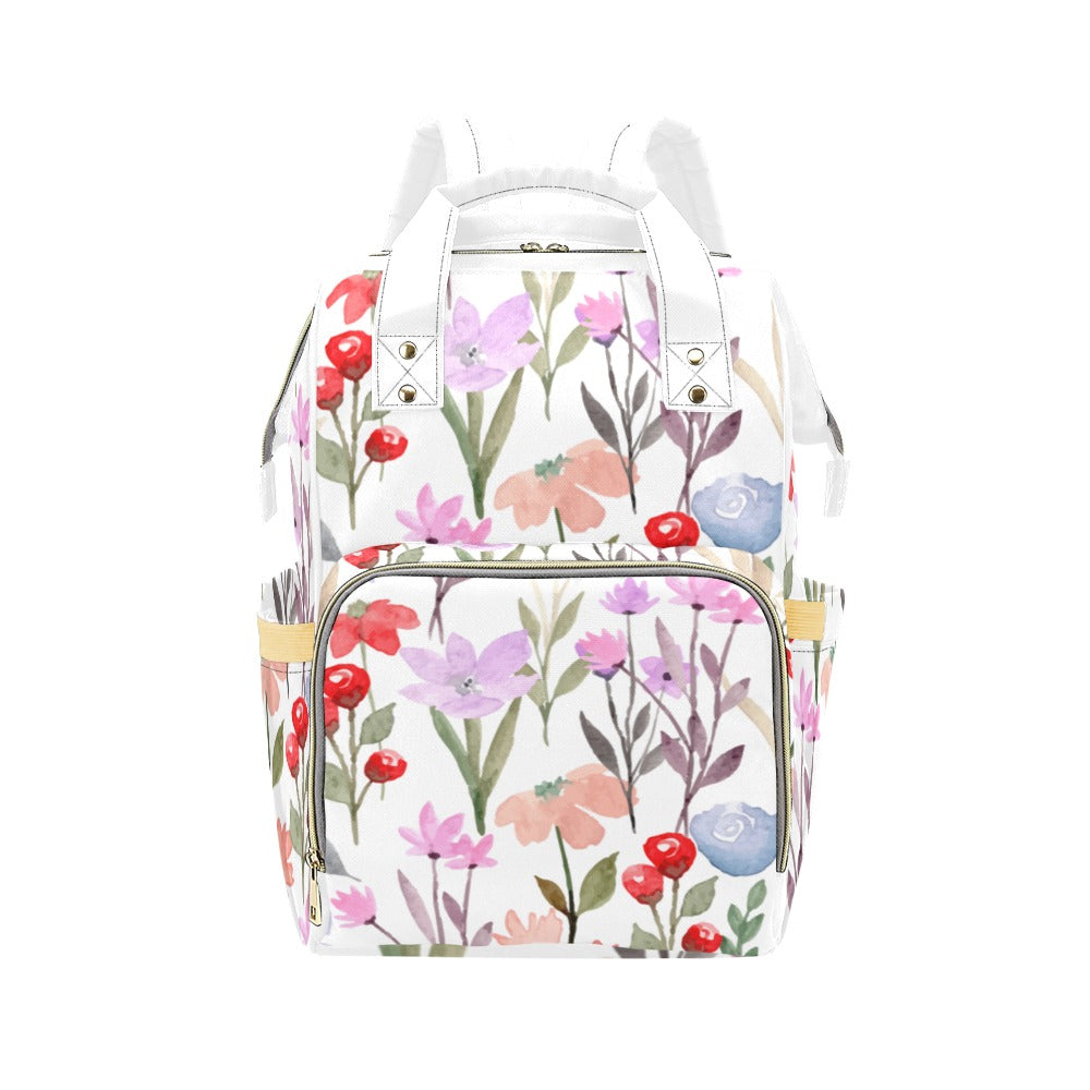 Floral Watercolour - Multi-Function Backpack, Nappy / Diaper Bag