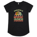 Chess And Education - Womens Scoop Neck T-Shirt Black Womens Scoop Neck T-shirt Chess Games Printed In Australia