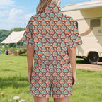 Coffee Van Women's Windbreaker Short Set Women's Windbreaker Short Set Coffee Printed Offshore