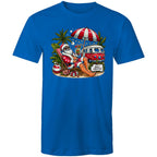 Santa By The Beach - Mens T-Shirt Bright Royal Mens Christmas T-shirt Christmas Printed In Australia