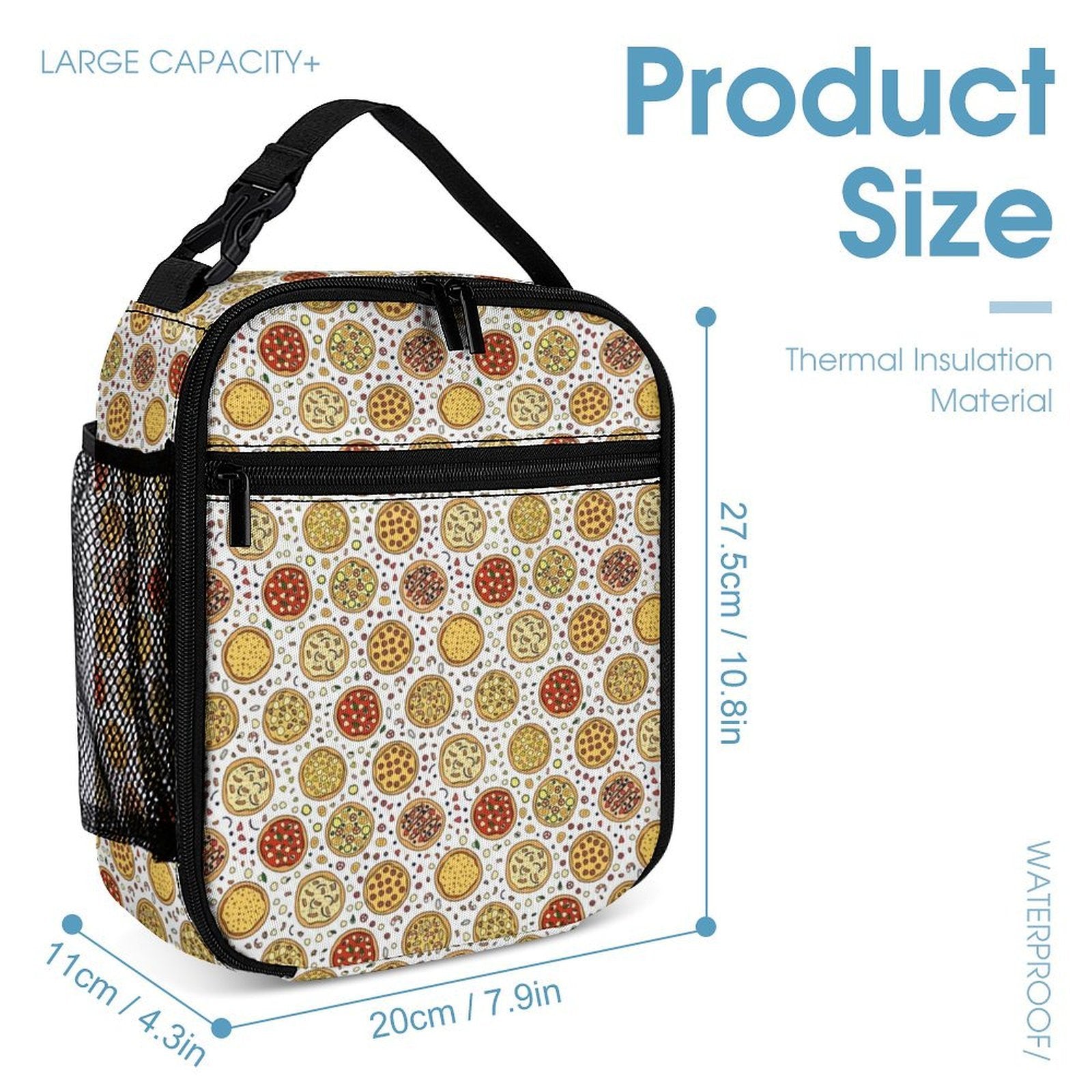 Round Pizzas On White Backpack, Lunch Bag & Pencil Case Set
