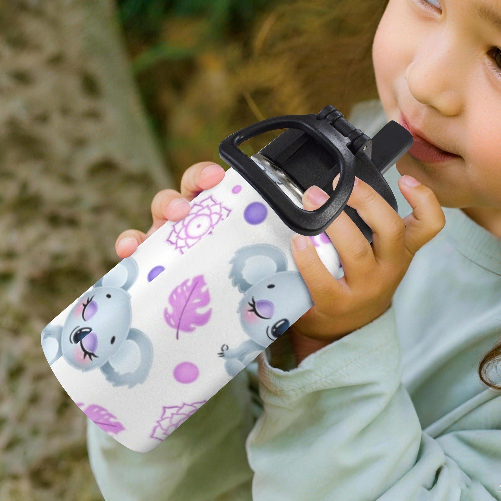 Zen Koala 12oz Kids Water Bottle with Straw Lid
