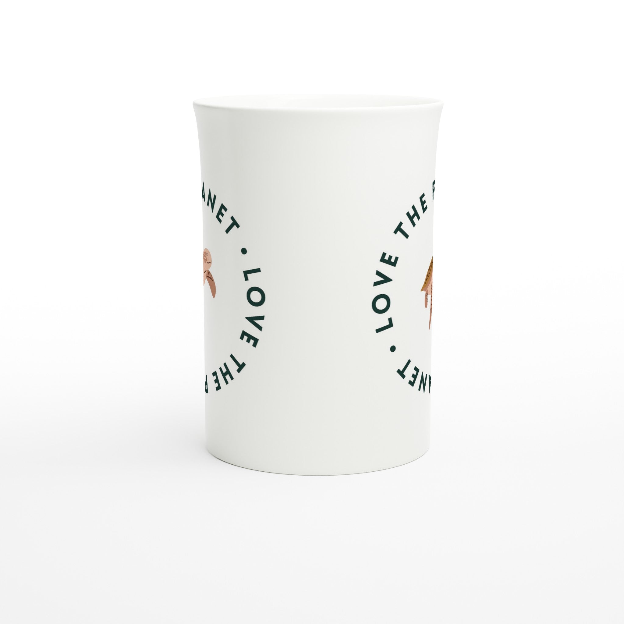 Love The Planet - White 10oz Porcelain Slim Mug Porcelain Mug Environment Globally Fulfilled