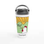 Personalised - Rise And Shine, Rooster Morning - White 15oz Stainless Steel Travel Mug Default Title Personalised Travel Mug animal Customise Globally Fulfilled Personalise