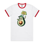 Avocado, I Don't Give A Guac - Staple Ringer Tee White Red Ringer T-Shirt Food Printed In Australia