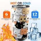 Cute Cartoon Cats - 20oz Mobile Tumbler with Lid (Black Lock) 20oz Travel Mug animal Printed Offshore