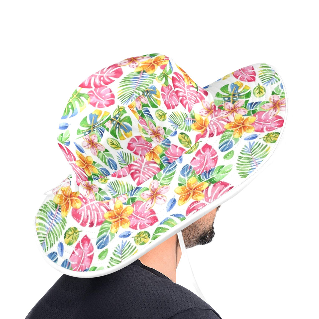 Bright Painted Tropical Wide Brim Bucket Hat Wide Brim Bucket Hat Plants Printed Offshore