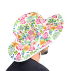 Bright Painted Tropical Wide Brim Bucket Hat Wide Brim Bucket Hat Plants Printed Offshore
